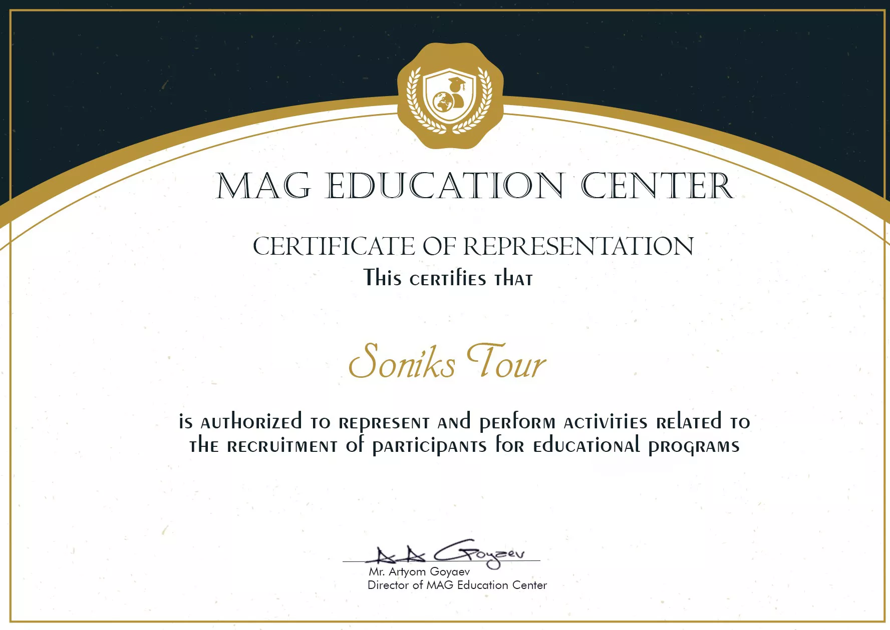 SERTIFICAT MAG EDUCATION CENTER